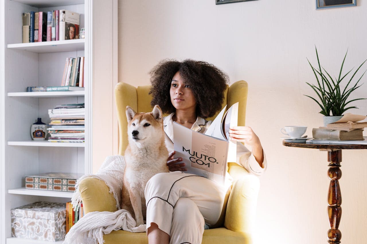 Employee working from home with dog, FurSure workplace pet insurance